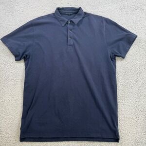 Patrick Assaraf Mens Navy Blue Pima Cotton Spandex Stretch Polo Shirt Size M